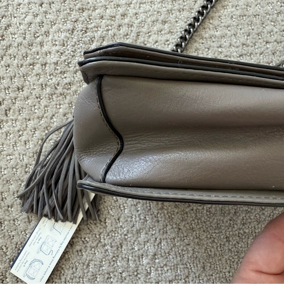 Rebecca Minkoff NWT Love Gray Suede Chevron Quilted Crossbody Tassel Bag Purse - Picture 5 of 11